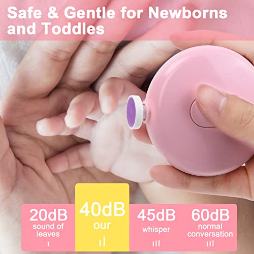 Vicloon Lima de Uñas Bebé, Cortaúñas Eléctrico para Niños, Juego de Uñas para Dedos de Los Pies, Cortaúñas Silencioso 6 en 1 Cortador,Juego de Uñas El Cuidado del Recién Nacido(Rosa)