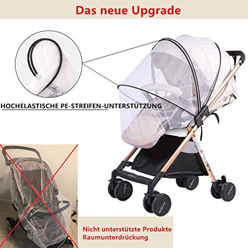 Voarge Mosquitera universal con cremallera para carritos y carritos, extragrande, malla fina, resistente al desgarro y lavable. Protección ideal contra avispas y mosquitos