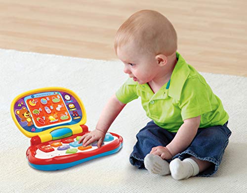 VTech -Mis primeras Teclas Ordenador Infantil con Tres Modos de Juegos Que enseña Animales, Colores, Formas y Notas Musicales + Volante Loco, Juguete para bebés +12 Meses, 3 Modos de Juego