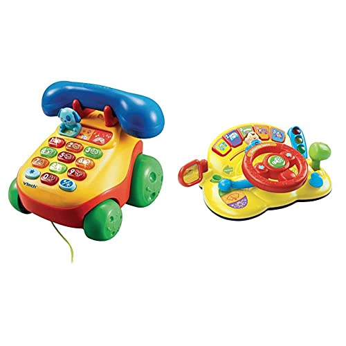 VTech Teléfono Interactivo Infantil con luz y Voz, Multicolor + Volante Loco, Juguete para bebés +12 Meses, 3 Modos de Juego