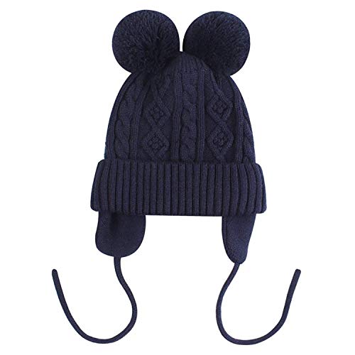 VUCDXOP Juego de gorro y bufanda para niños y niñas, gorro de punto + bufanda tubular para bebé, gorro de invierno con bufanda (azul marino, S)