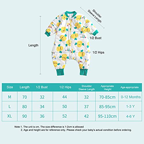 wetry Saco de Dormir con Pies e Mangas Extraíbles para Bebés Niños Unisex Cómodo Algodón Otoño Invierno Mantener Caliente Pijama Manta