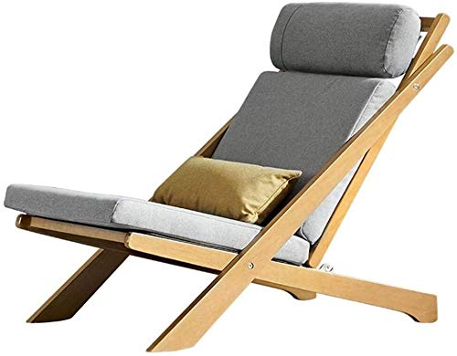 WJMLS Madera relaja la Silla Mecedora reclinable con reposabrazos y reposapiés Ajustable Almuerzo reclinables Plegable de Adulto Vacaciones Mecedora