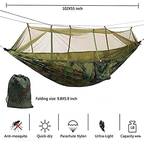 WXYNT Camping Hammock Go Swing con Mosquitera Net Double Person Hammock Ultralight Caza al Aire Libre Hamaca portátil Tienda 2021 (Color : Brown)