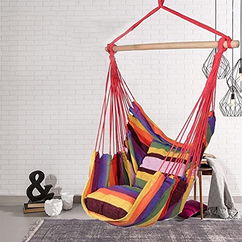 WXYNT Hamaca al Aire Libre Swing ESPLEAN Silla Que Colgando Silla DE Swing PORTÁTIS RELAJACION DE Liva Cambiar Camping Camping Camping TRAZZY Silly SIN ALMOWOW (Color : Red and Yellow B)