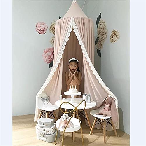 xinyawl Mosquitera para Cama Baby Canopy Redondo cúpula cúpula mosquitero Net niños Jugar Carpas de casa Verano Gasa Cama Cama Cortina Valencia niño decoración (Color : Light Pink)