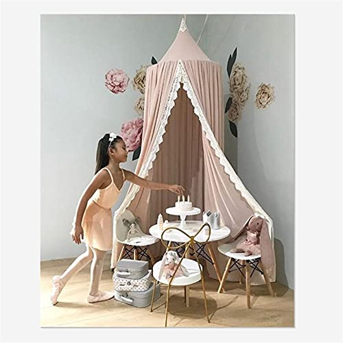 xinyawl Mosquitera para Cama Baby Canopy Redondo cúpula cúpula mosquitero Net niños Jugar Carpas de casa Verano Gasa Cama Cama Cortina Valencia niño decoración (Color : Light Pink)