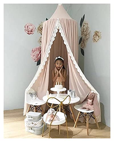 xinyawl Mosquitera para Cama Baby Canopy Redondo cúpula cúpula mosquitero Net niños Jugar Carpas de casa Verano Gasa Cama Cama Cortina Valencia niño decoración (Color : Light Pink)