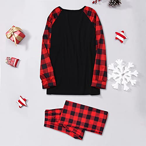 Xmansky Conjunto de Pijamas Navideños Familiares Esquema de Colores Navideños Clásico con Papá Noel, Muñeco de Nieve Del Árbol de Navidad y Otros Estampados, 2 Piezas Pijamas Navidad Cómodos y Cálidos