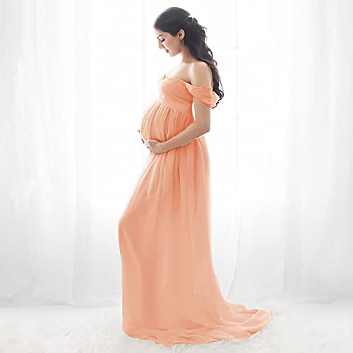 Yajun Vestidos de Fotografía de Embarazada Ropa de Maternidad para Mujer Dress Largo Sin Tirantes de Encaje Maxi Premamá Vestido Baby Shower para Fotos Shoot,White,L(Bust*2:96cm)