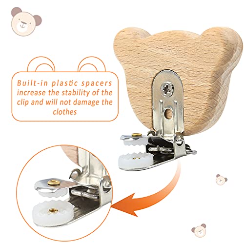 Yangfei 9pcs Clip Chupete Bebe, Clips de Cadenas para Chupetes Pinzas Chupete, Clip Chupetero Madera Chupetero Personalizado para Bebe (9 estilos)