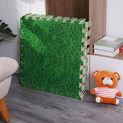 YANGJUN-alfombra puzzle Bebe Antideslizante Resistente Al Desgaste Anti Caída Impermeable Césped Verde Habitación (Color : Green, Size : 60x60x1cm-4PCS)