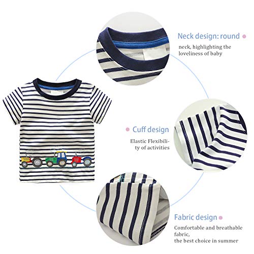 Yilaku Ropa Bebe Camiseta y Pantalones Cortos Coche para bebé niños, Verano Camisa Manga corta Algodon niñas niños Camiseta Rayas