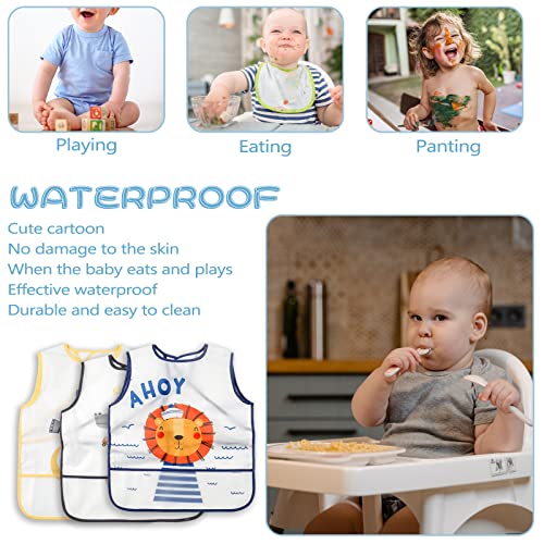 YINGJEE Baberos del Bebé Impermeable, 3 Piezas Babero con Mangas EVA Impermeable Babero de Manga larga Niños Niñas 6-36 Meses, Baberos Bebe Impermeables para comer, beber y jugar (color 12)