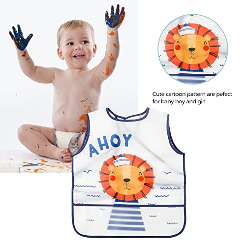 YINGJEE Baberos del Bebé Impermeable, 3 Piezas Babero con Mangas EVA Impermeable Babero de Manga larga Niños Niñas 6-36 Meses, Baberos Bebe Impermeables para comer, beber y jugar (color 12)