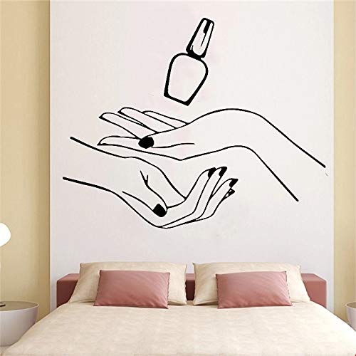 YINSHENG Hermosas y Simples Pegatinas de Pared Salón de uñas Uñas de niña Salón de Belleza Pegatinas de Pared Dormitorio Art Deco Vinilo Decoración de la habitación Calcomanías Pegatin 43cm X 53cm