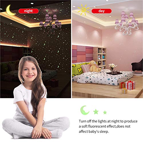 Yosemy Luminoso Pegatinas de Pared Luna Estrellas Fluorescente 201 Piezas Pegatinas de Pared para Bebé Niños Fluorescente Adhesivos Cielo Estrellado Decoración para Dormitorio