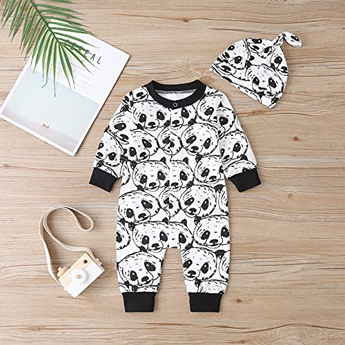 YWLINK Body Bebe NiñO Recien Nacido Manga Larga Lindo Dibujos Mameluco Panda NiñOs NiñAs Ropa Bebe NiñA Mono BebéS Bautizo Bodies Infantil Fiesta Pijama + Sombrero Trajes