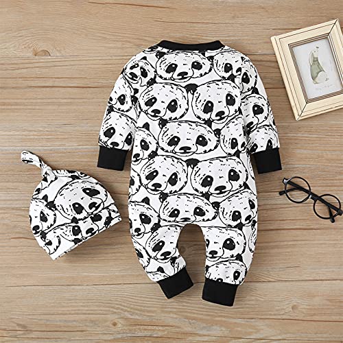 YWLINK Body Bebe NiñO Recien Nacido Manga Larga Lindo Dibujos Mameluco Panda NiñOs NiñAs Ropa Bebe NiñA Mono BebéS Bautizo Bodies Infantil Fiesta Pijama + Sombrero Trajes