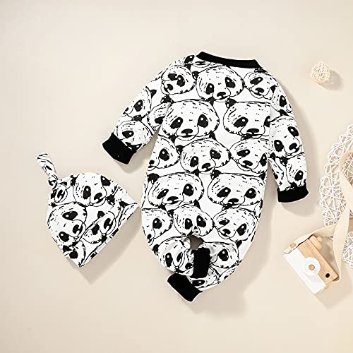 YWLINK Body Bebe NiñO Recien Nacido Manga Larga Lindo Dibujos Mameluco Panda NiñOs NiñAs Ropa Bebe NiñA Mono BebéS Bautizo Bodies Infantil Fiesta Pijama + Sombrero Trajes