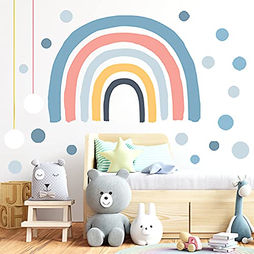 YXHZVON Adhesivo Ddecorativo para pared Infantil, 73 cm (H) x 116 cm (W) Arcoiris de la Habitación del Bebé Pegatinas de Puntos, Vinilos Decorativos de pared Infantiles Bebés