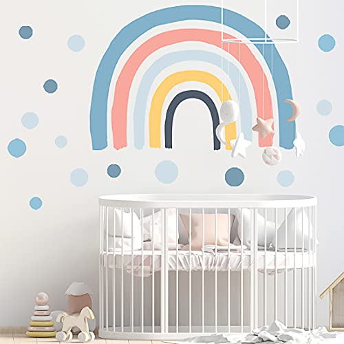 YXHZVON Adhesivo Ddecorativo para pared Infantil, 73 cm (H) x 116 cm (W) Arcoiris de la Habitación del Bebé Pegatinas de Puntos, Vinilos Decorativos de pared Infantiles Bebés