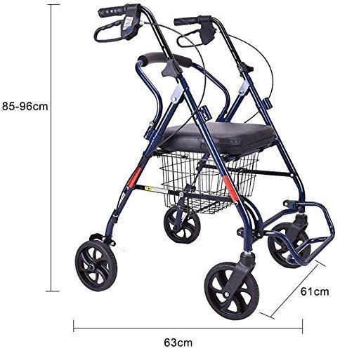 Z-SEAT Carrito de Compras para Personas Mayores, Bastidor para Caminar, Carrito de Movilidad, Carrito de Paseo Ligero, Carrito de Scooter con Asiento y Cesta