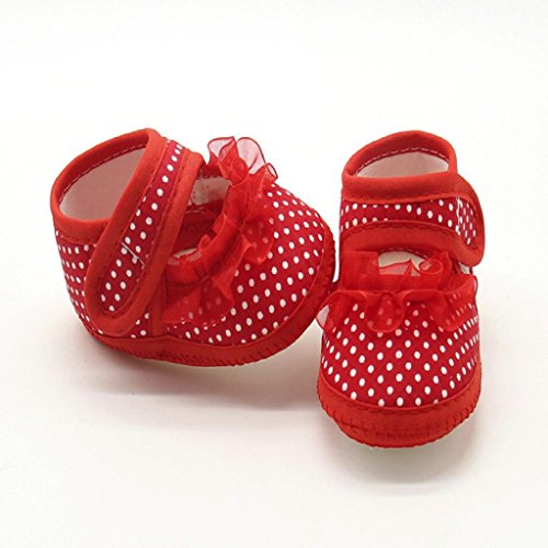 Zapatos Bebé Niña 2019 SHOBDW Encaje Lindo Punto Dulce Zapatillas Velcro Suela Suave Antideslizante Zapatos Bajos Zapatos Bebe Primeros Pasos Verano Zapatos Bebé Recién Nacida(Rojo,3~6)