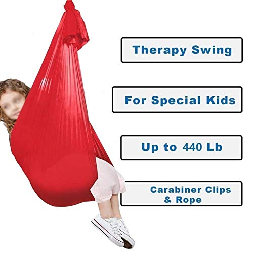 ZCXBHD Hamaca Oscilación Columpio De Terapia Abrazo Ideal for La Integración Sensorial Swing De Yoga con Mosquetón hasta 440 Lbs (Color : Red, Size : 150x280cm/59x110in)