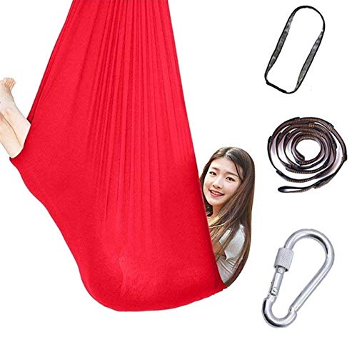 ZCXBHD Hamaca Oscilación Columpio De Terapia Abrazo Ideal for La Integración Sensorial Swing De Yoga con Mosquetón hasta 440 Lbs (Color : Red, Size : 150x280cm/59x110in)