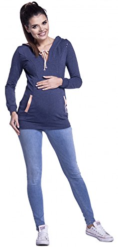 Zeta Ville - Sudadera de Lactancia Apertura de Cremallera - para Mujer - 124c (Azul Jeans, 40-42, XL)