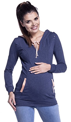 Zeta Ville - Sudadera de Lactancia Apertura de Cremallera - para Mujer - 124c (Azul Jeans, 40-42, XL)