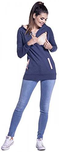 Zeta Ville - Sudadera de Lactancia Apertura de Cremallera - para Mujer - 124c (Azul Jeans, 40-42, XL)