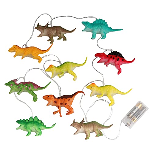 Zhangpu Dino Cadena de luces 10 LED para habitación infantil, 2 metros, batería LED, luz nocturna, figuras realistas, dinosaurios, lámpara de luz cálida, árbol de Navidad, valla decorativa