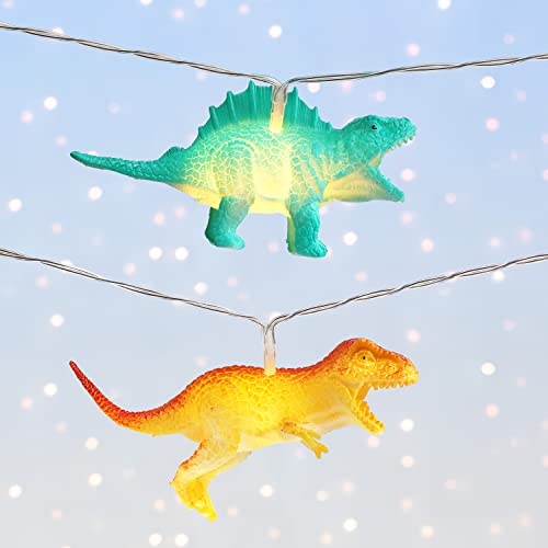 Zhangpu Dino Cadena de luces 10 LED para habitación infantil, 2 metros, batería LED, luz nocturna, figuras realistas, dinosaurios, lámpara de luz cálida, árbol de Navidad, valla decorativa