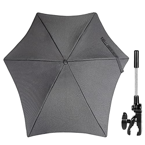 ZjRight Sombrilla Universal para Cochecito de Bebé, 77 cm Parasoles de Silla de Paseo con Revestimiento UV para Protección UV 50+, para Cochecito & Silla de Paseo - Gris Oscuro