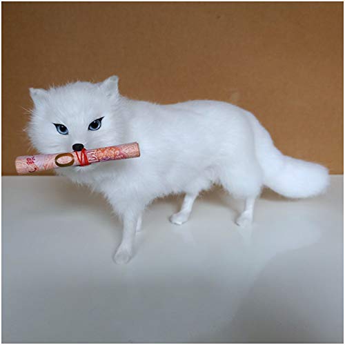 Z&X Modelo de Animal de Peluche Realista - Juguete de Peluche de Zorro Blanco simulado - para artesanías de Piel de Cuero Muebles para el hogar, muñecas de Peluche de Peluche Infantil Suaves