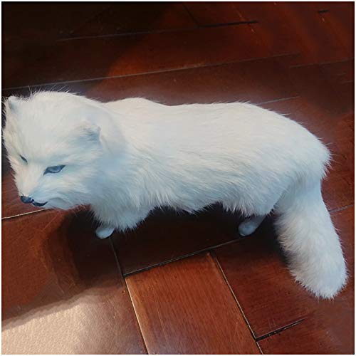 Z&X Modelo de Animal de Peluche Realista - Juguete de Peluche de Zorro Blanco simulado - para artesanías de Piel de Cuero Muebles para el hogar, muñecas de Peluche de Peluche Infantil Suaves