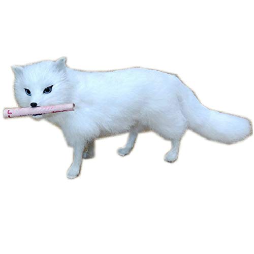 Z&X Modelo de Animal de Peluche Realista - Juguete de Peluche de Zorro Blanco simulado - para artesanías de Piel de Cuero Muebles para el hogar, muñecas de Peluche de Peluche Infantil Suaves