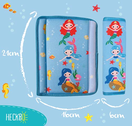 2x Protectores para cinturón de seguridad para niños HECKBO con dibujos de sirenas, protectores de hombros, almohadillas para el hombro, almohadilla para el cinturón de seguridad, para bicicleta