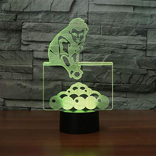 3D Night Light 7 colores cambian de juego de billar hombre lámpara de mesa 3D LED luz nocturna para niños USB Lampara Baby Dormir Iluminación Regalos Decoración para niños