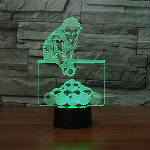 3D Night Light 7 colores cambian de juego de billar hombre lámpara de mesa 3D LED luz nocturna para niños USB Lampara Baby Dormir Iluminación Regalos Decoración para niños