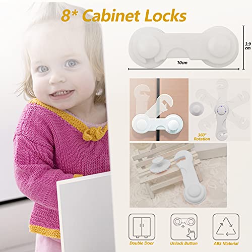 42 Kit de Seguridad para Bebés 12* Protectores de Esquinas 8* Cierres para Armarios 8* Bebé de Seguridad Bloqueo 12* Protector de Enchufes 2* Tope Clip Protector Puerta Seguridad para tus Hijos