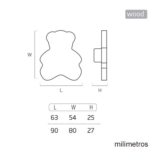 6 Un. TIRADOR Pomo Mueble BEBÉ OSO madera lacada rosa 63X54mm