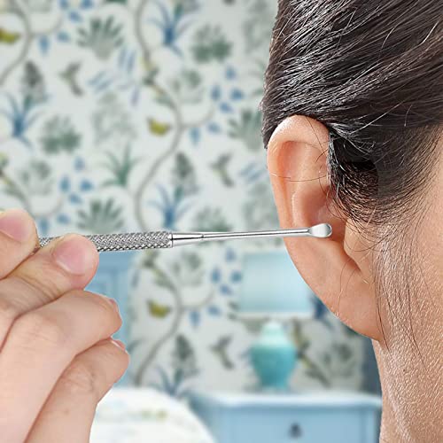 8PCS Eliminación de Cerumen Inoxidabl Herramientas de Limpieza de Orejas Limpiador de Orejas de Acero Inoxidable Portátil Eliminación de Cerumen Adultos Cuchara de Oreja con Caja y Cepillo de Limpieza