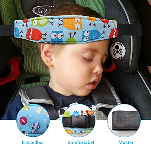 Abnaok Sujeta Cabezas Coche para Niños , 2 Soporte Seguridad Cabeza Niños Soporte Cabeza Niño Coche Se Puede Utilizar para Inmovilizar y Proteger la Cabeza del Bebé. (Azul)