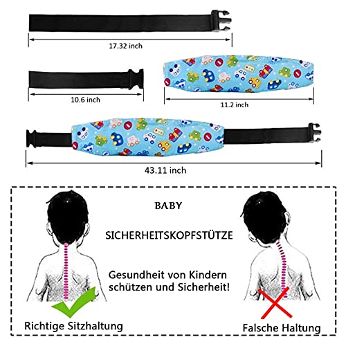 Abnaok Sujeta Cabezas Coche para Niños , 2 Soporte Seguridad Cabeza Niños Soporte Cabeza Niño Coche Se Puede Utilizar para Inmovilizar y Proteger la Cabeza del Bebé. (Azul)