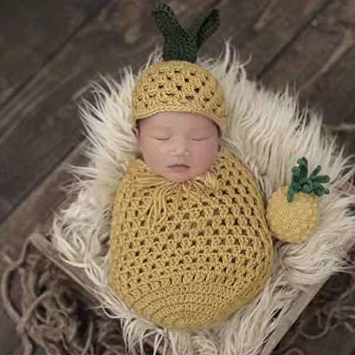 Accesorios De Fotografía De Ganchillo Hecho A Mano Recién Nacido De Piña, Saco De Dormir De Sombrero Amarillo para Bebé