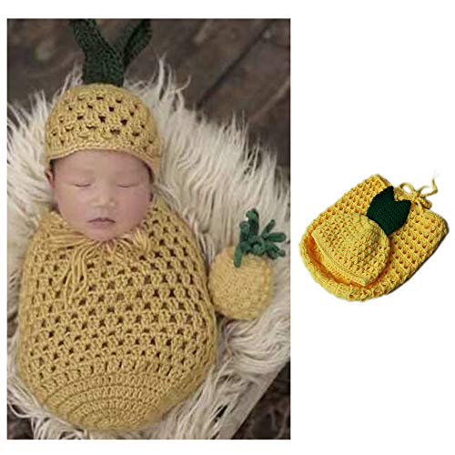 Accesorios De Fotografía De Ganchillo Hecho A Mano Recién Nacido De Piña, Saco De Dormir De Sombrero Amarillo para Bebé