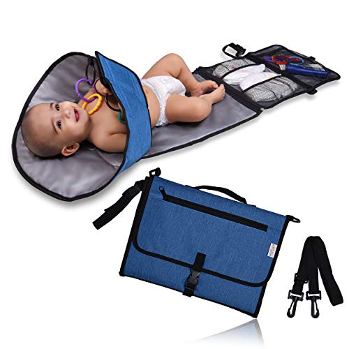 Actualizado Manos limpias Cambiador Portátil de Pañales para Bebé Impermeable, Kit Colchoneta Cambiador Bebe de Viaje, Bolso Ligera Esterilla Lavable de Quita y Pon, colchon Completamente Acolchado